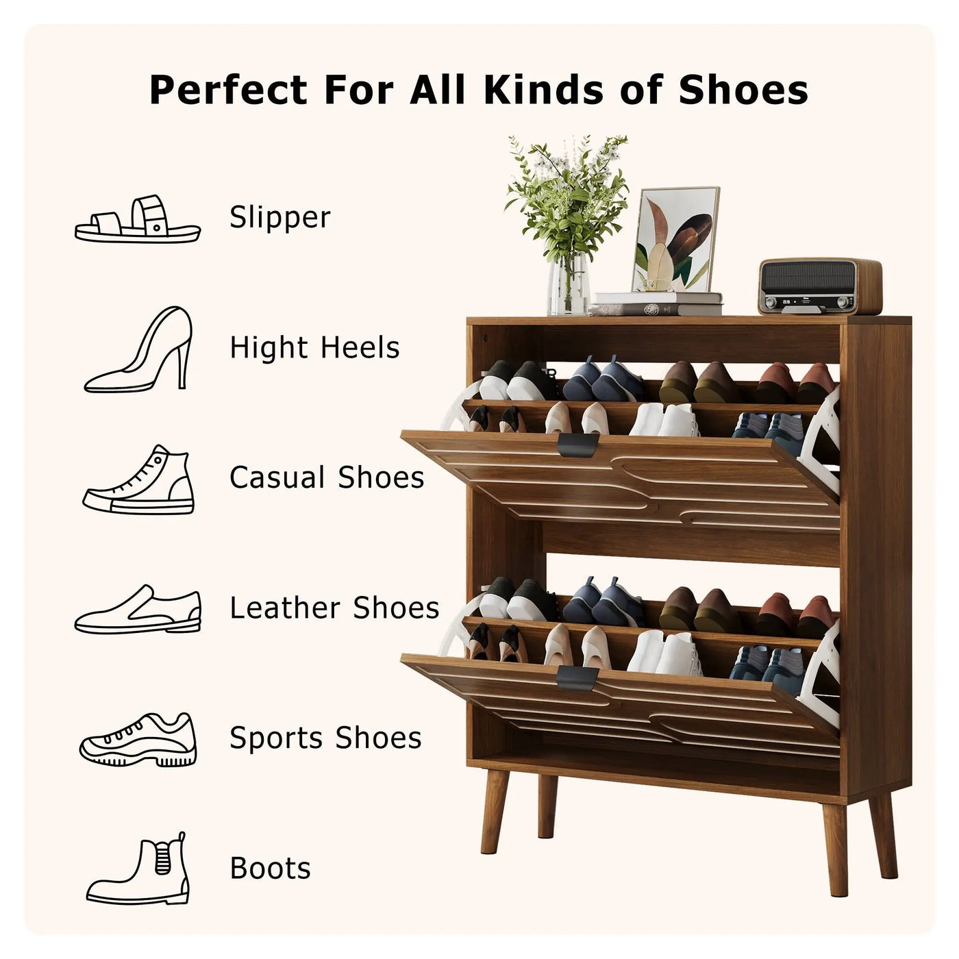 Medieval - Independent Shoe Cabinet With 2 Flip Drawers by HouseOfZazla