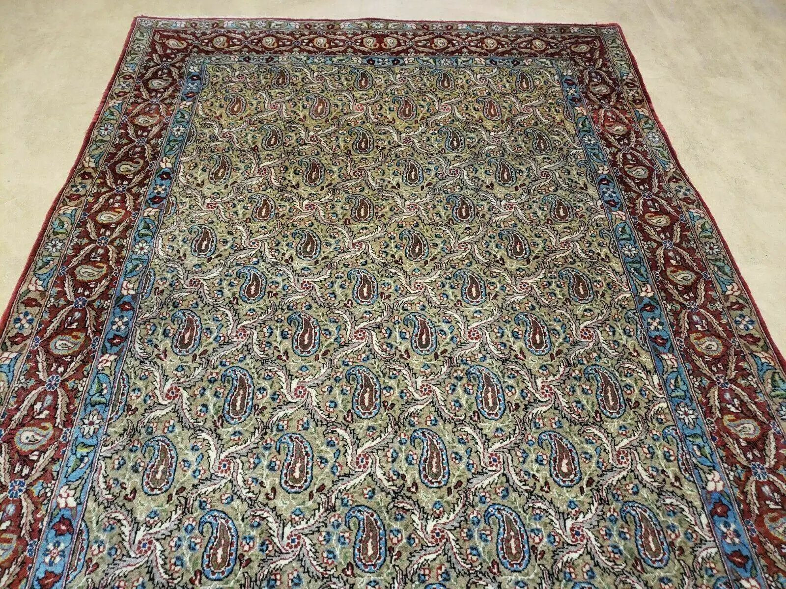 4' X 7' Handmade Turkish Wool Rug Paisley Hand Knotted Flowers One Of A Kind by Jewel Rugs