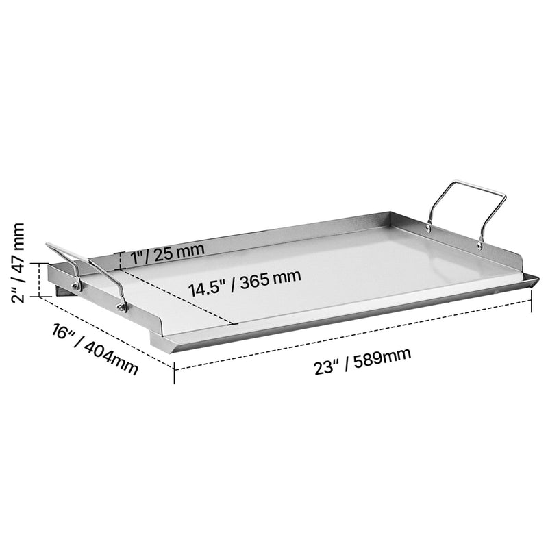 23x16 in Flat Top Griddle Stainless Steel Universal BBQ Grill Pan Cookware by HouseOfZazla