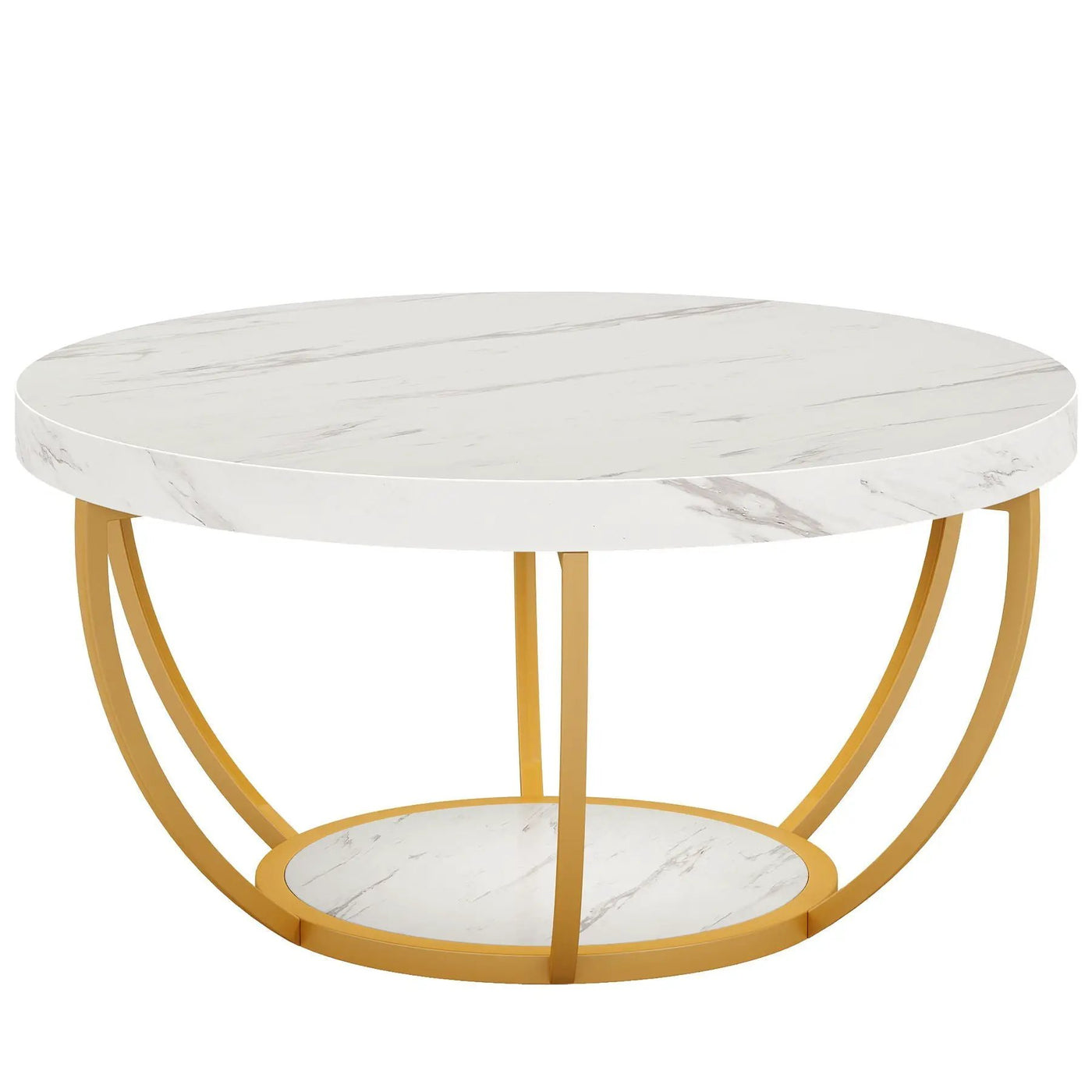 2 Tier Circle Coffee Table With Storage Shelves by HouseOfZazla