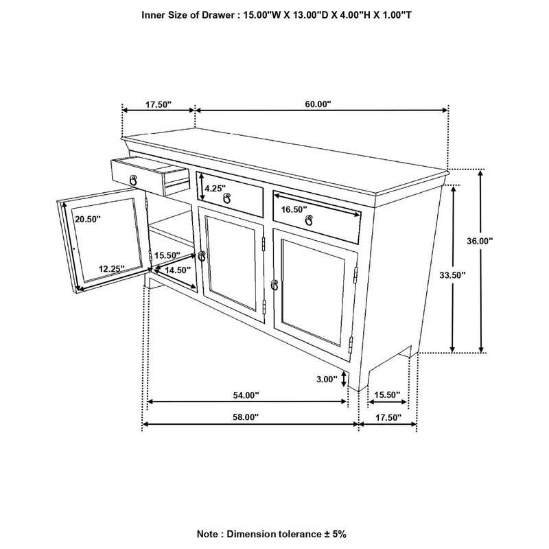 Mankato - 3 Drawer Accent Cabinet With 3 Doors - Wood by HouseOfZazla