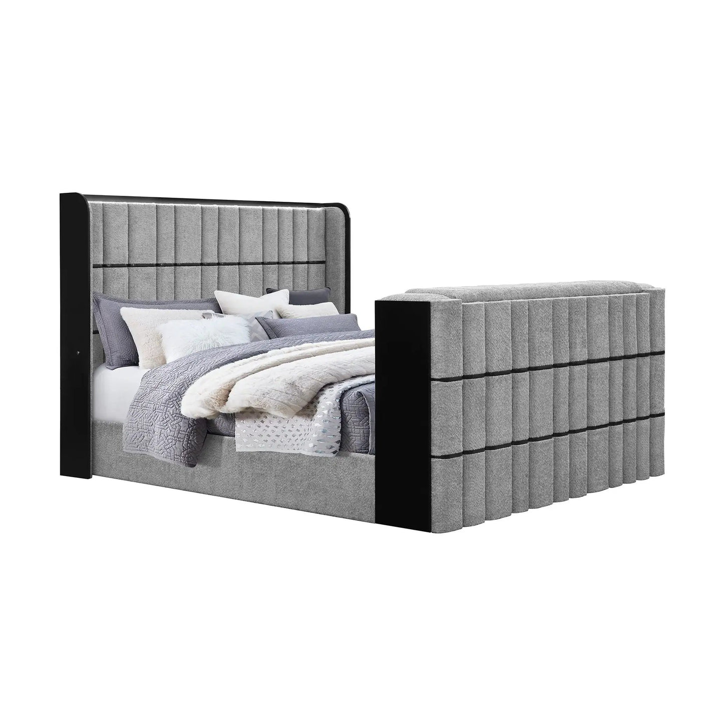 Isaiah - Bed With TV Lift-LED Speakers And Fireplace by HouseOfZazla
