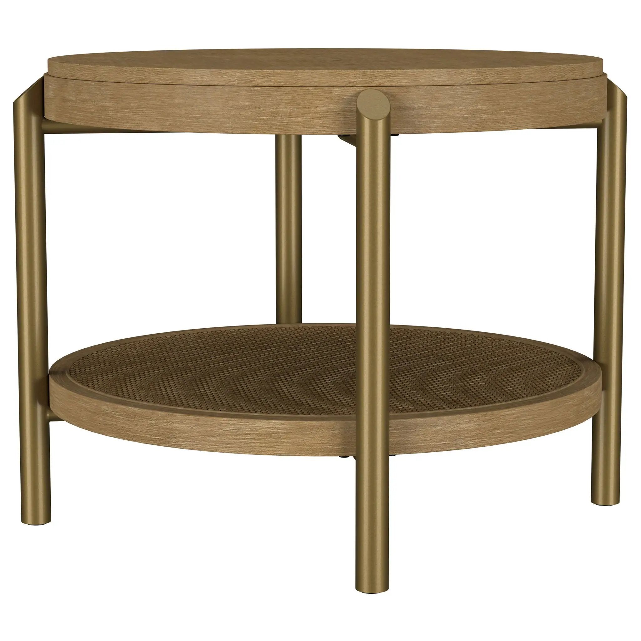 Arini Round End Side Table With Storage Shelf Sand Wash by Unique Piece Furniture