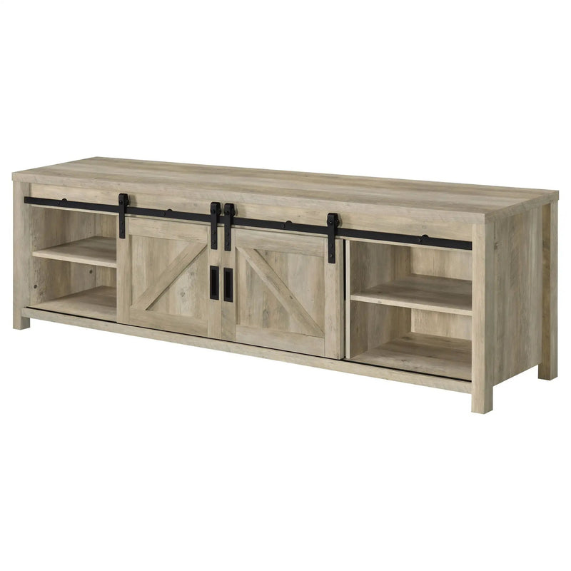 Madra 2-door Engineered Wood 79-inch TV Stand Distressed Pine by Unique Piece Furniture