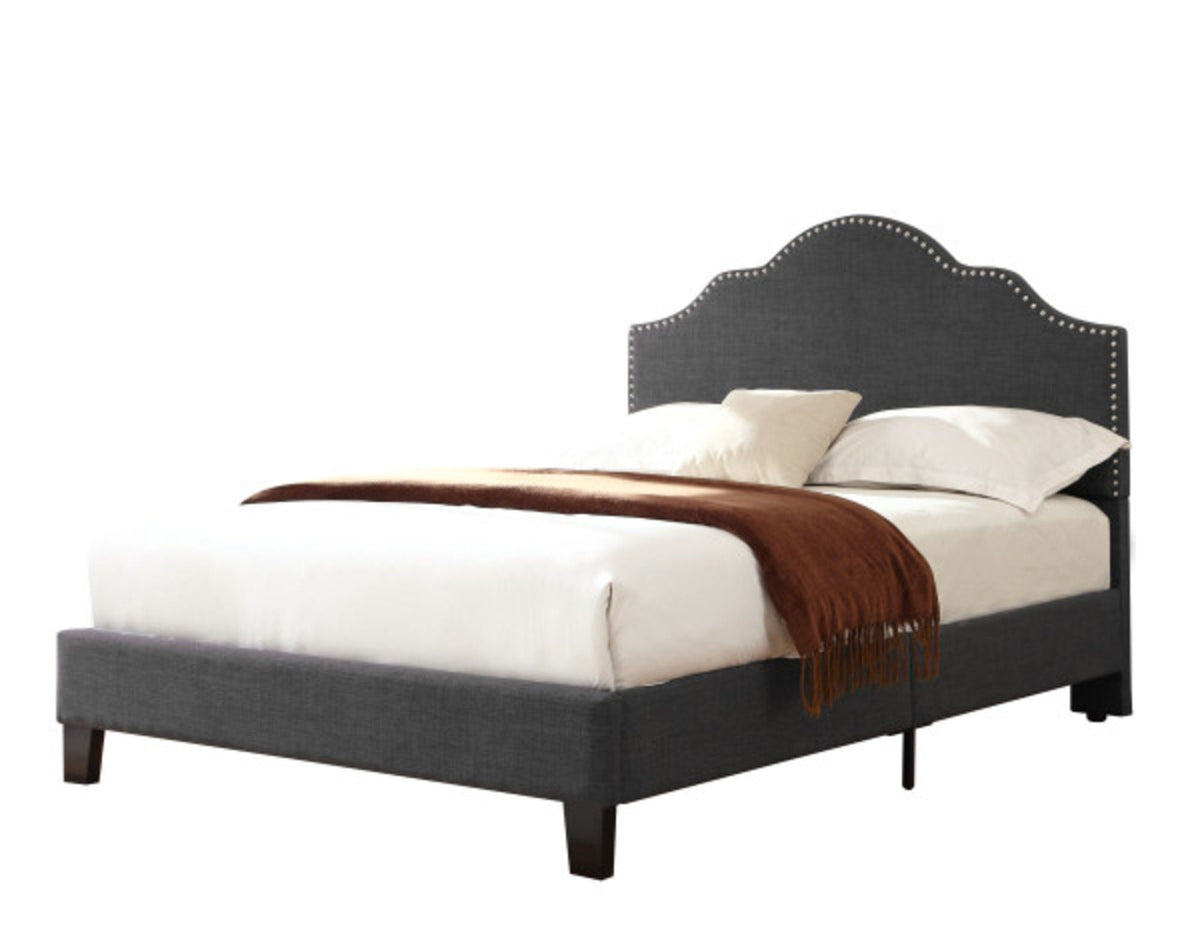 Fabric Upholstered Bed with Padded Headboard – Full or Queen, Gray or Dark Gray, photo 2 of 12