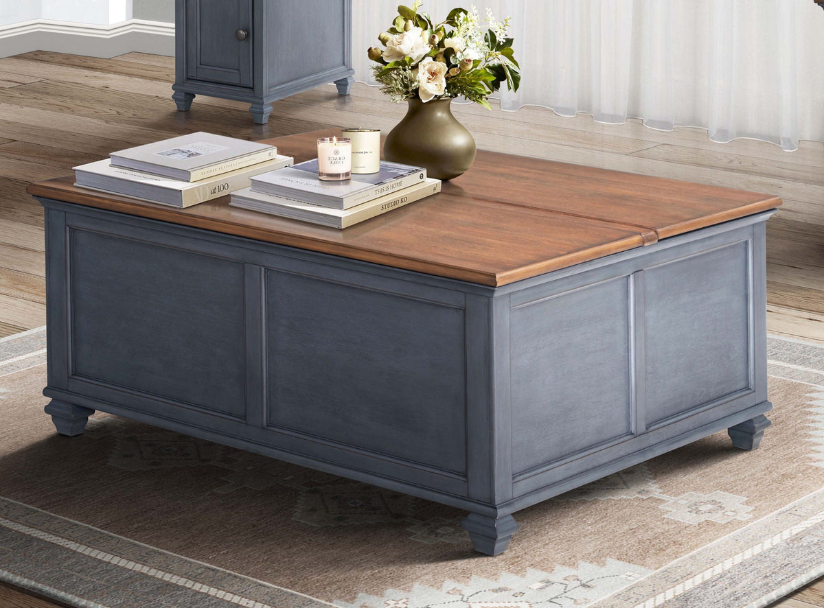 Blue Lift-Top Coffee Table with Hidden Storage - 40" W x 40" D x 18" H, photo 11 of 11