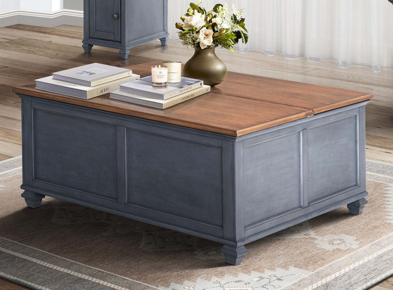 Blue Lift-Top Coffee Table with Hidden Storage - 40" W x 40" D x 18" H, photo 11 of 11