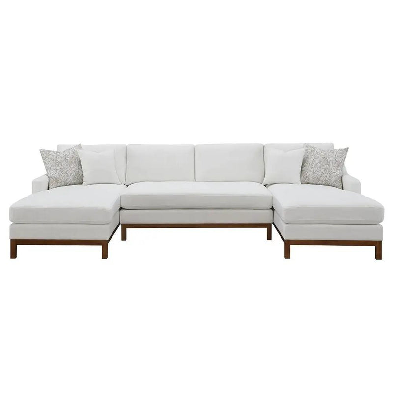 Valiant - Sectional Sofa With 4 Pillows - Ivory Chenille by Unique Piece Furniture