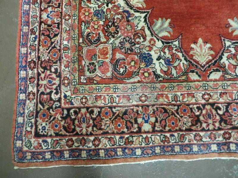 Antique Persian Sarouk Rug 5x8, Red, Semi Open Field, Hand Knotted, Wool by Jewel Rugs