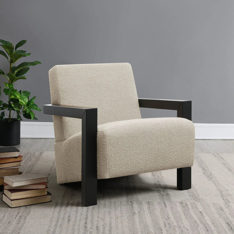 Fitzroy Boucle Upholstered Accent Arm Chair Latte by Unique Piece Furniture
