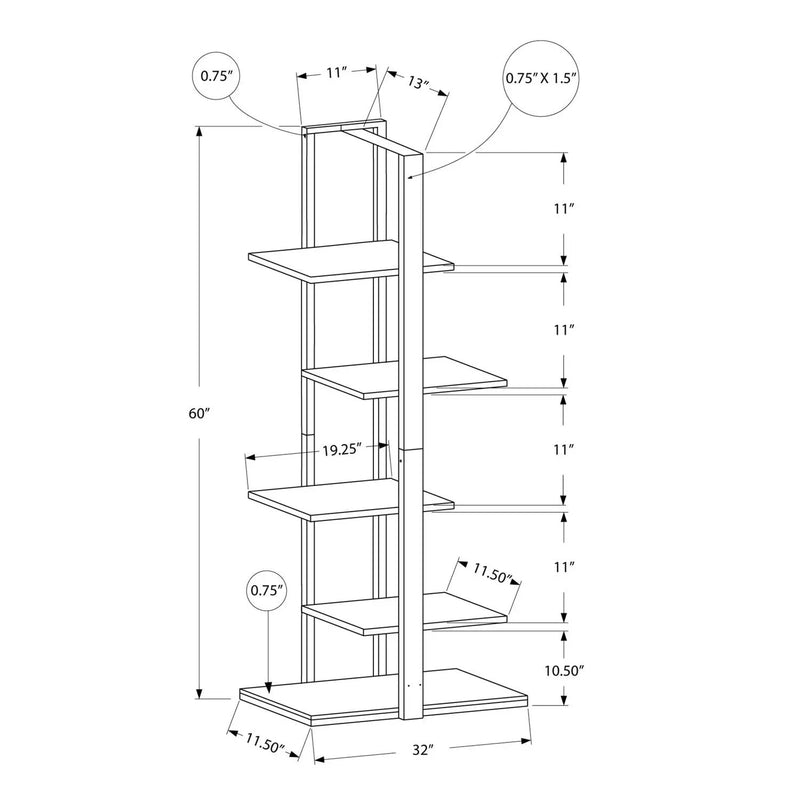 Bookshelf, Bookcase, Etagere, 5 Tie For Office, Contemporary & Modern by Unique Piece Furniture