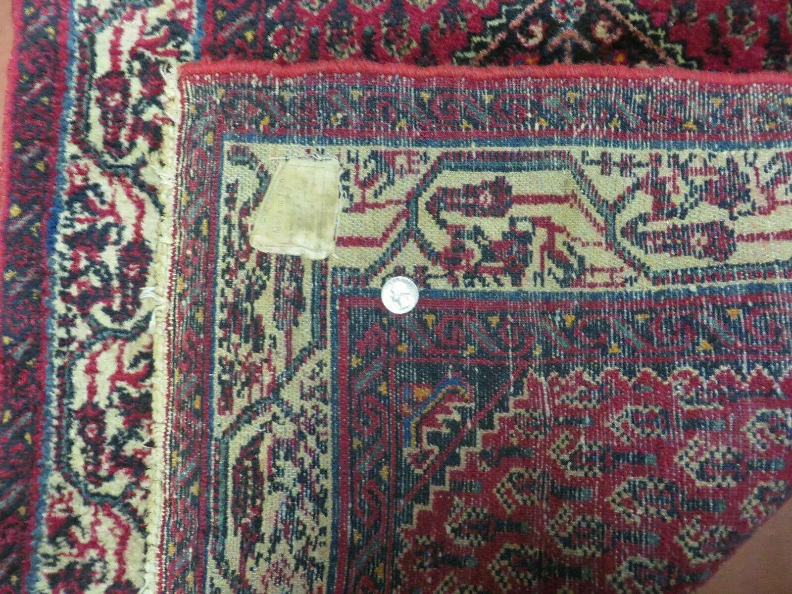 2.5' X 4' Vintage Handmade Indian Amritsar Wool Rug Paisley Design Red by Jewel Rugs