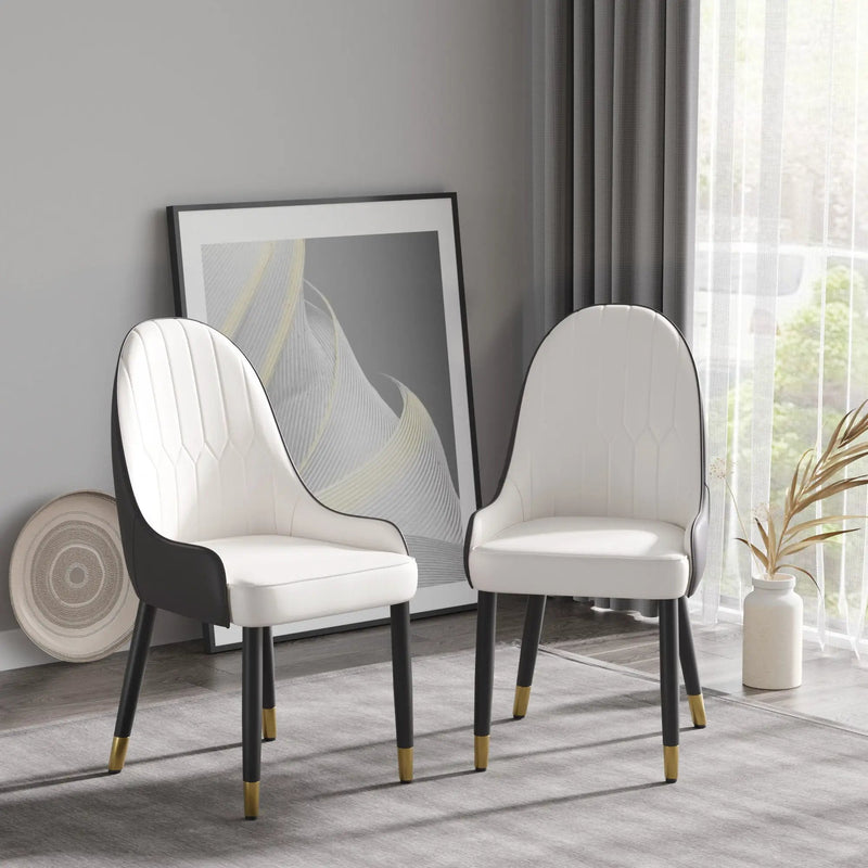 Modern Sponge-Filled Dining Chair, Solid Wood Metal Legs, Suitable For Restaurants, Living Rooms And Rooms (Set of 2) by Unique Piece Furniture