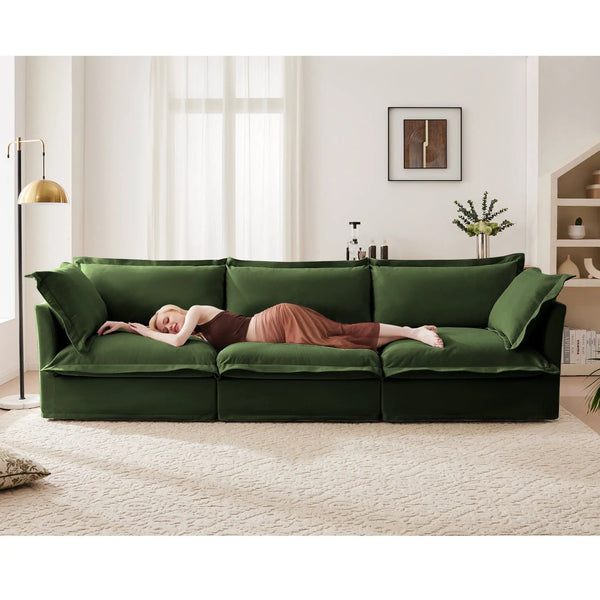 Modern Slipcovered 3-Seater Sofa with Chenille Fabric