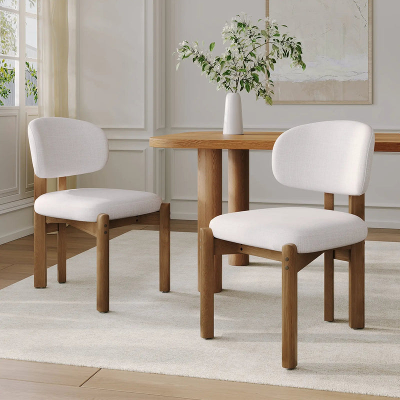 Beige Upholstered Mid-Century Dining Chair by HouseOfZazla