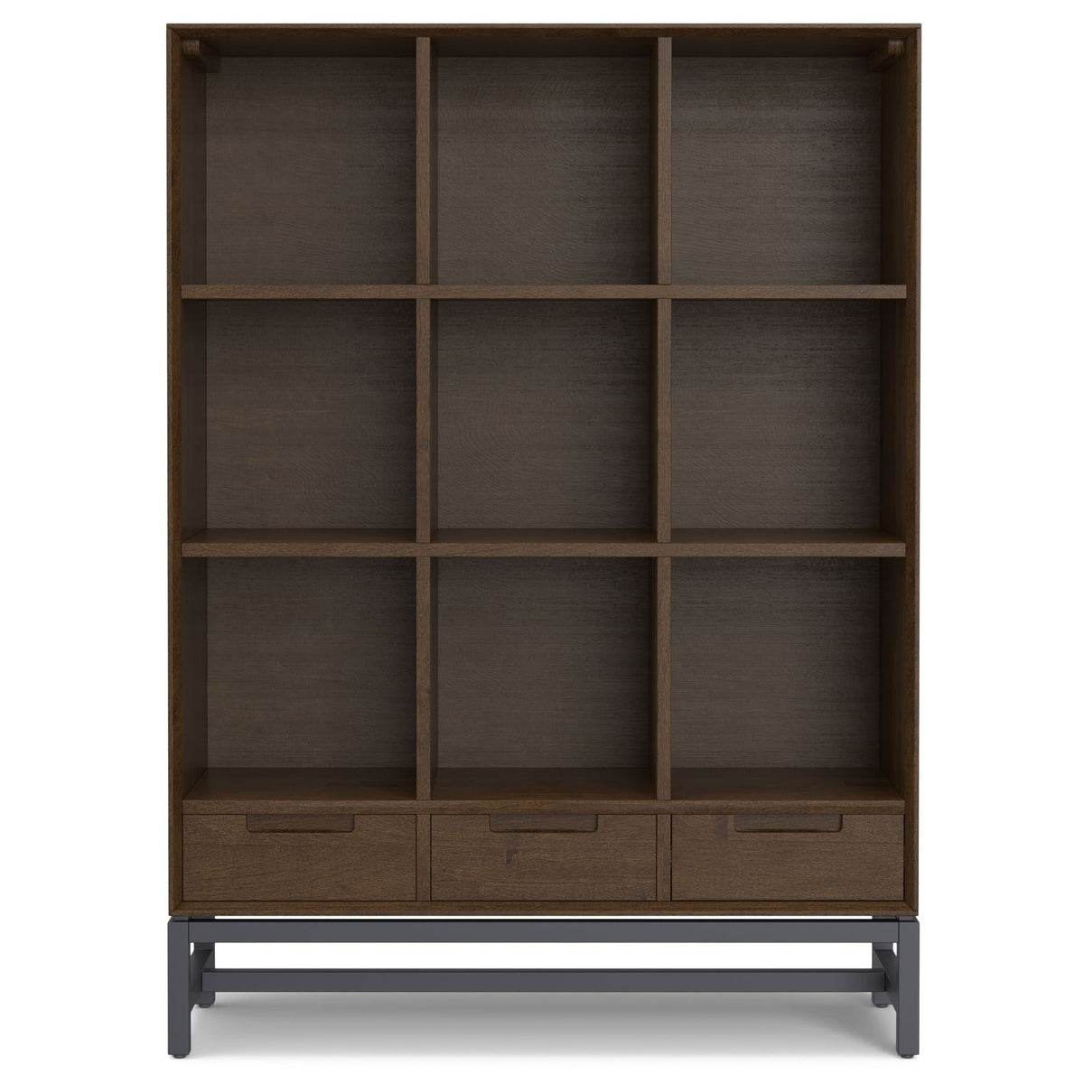 Walnut Brown Cube Organizer Bookcase with Drawers - 9 Cubes, photo 11 of 12