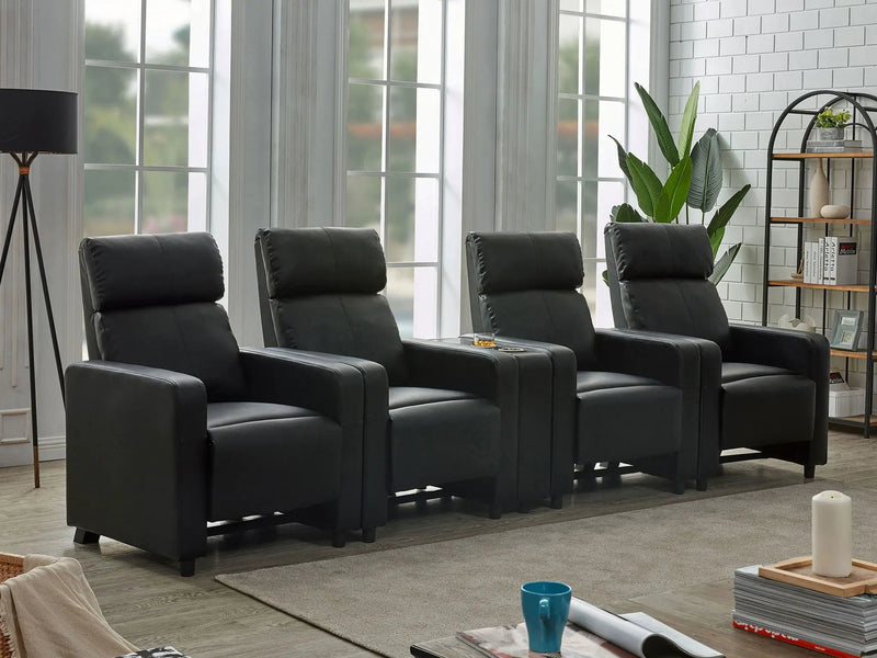 Toohey Upholstered Tufted Recliner Living Room Set Black by Unique Piece Furniture