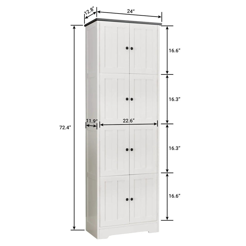 Tall Storage Cabinet With 8 Doors And 4 Shelves, Wall Storage Cabinet For Living Room, Kitchen, Office, Bedroom, Bathroom by HouseOfZazla