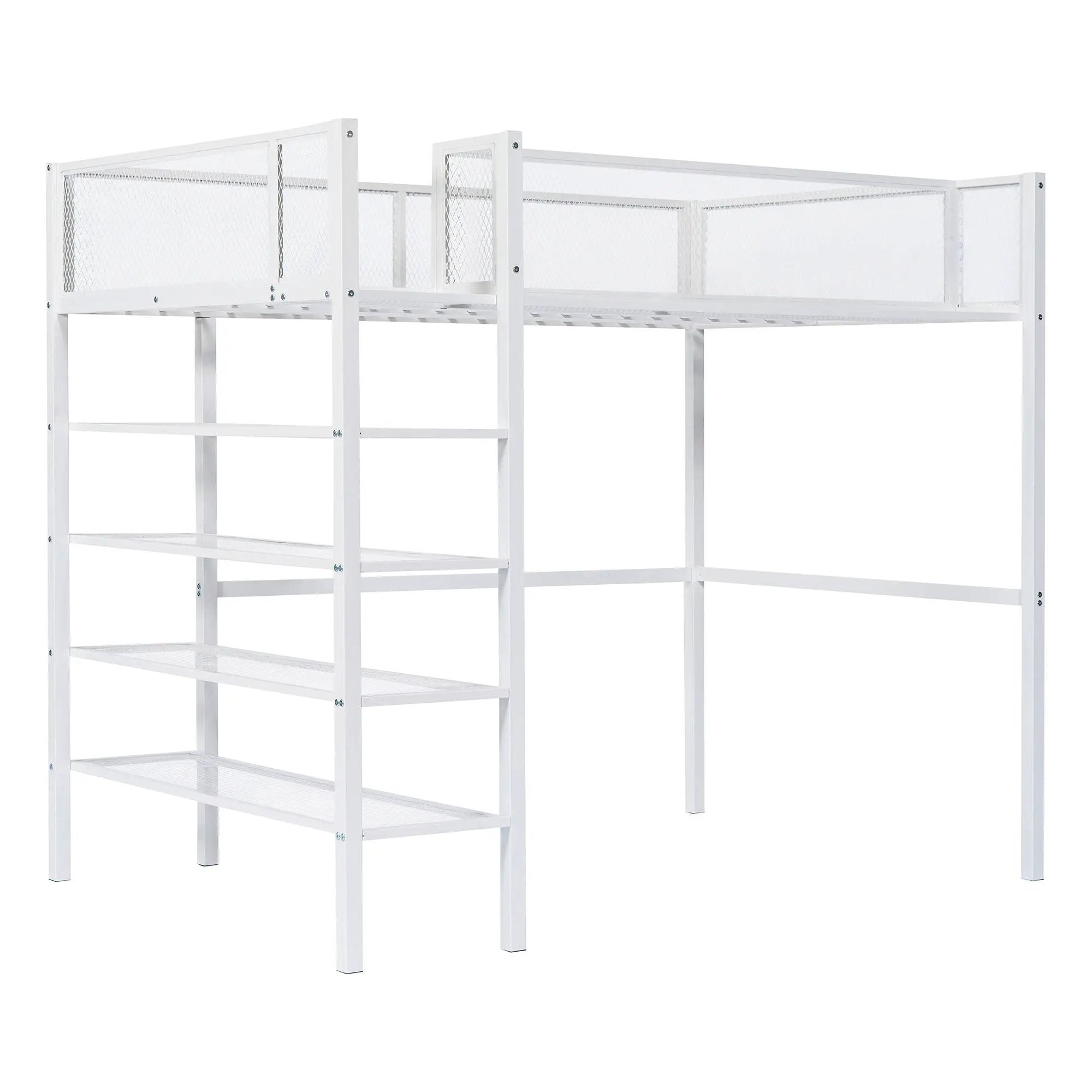 Loft Bed With 4 Tier Shelves And Storage by Unique Piece Furniture
