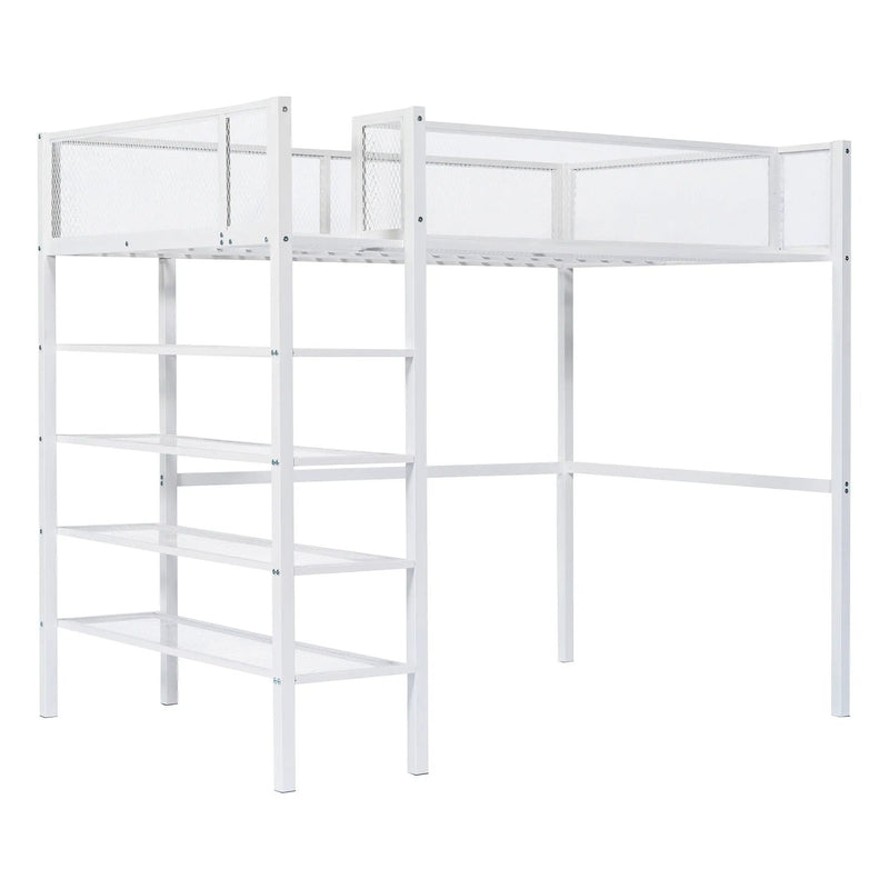 Loft Bed With 4 Tier Shelves And Storage by Unique Piece Furniture