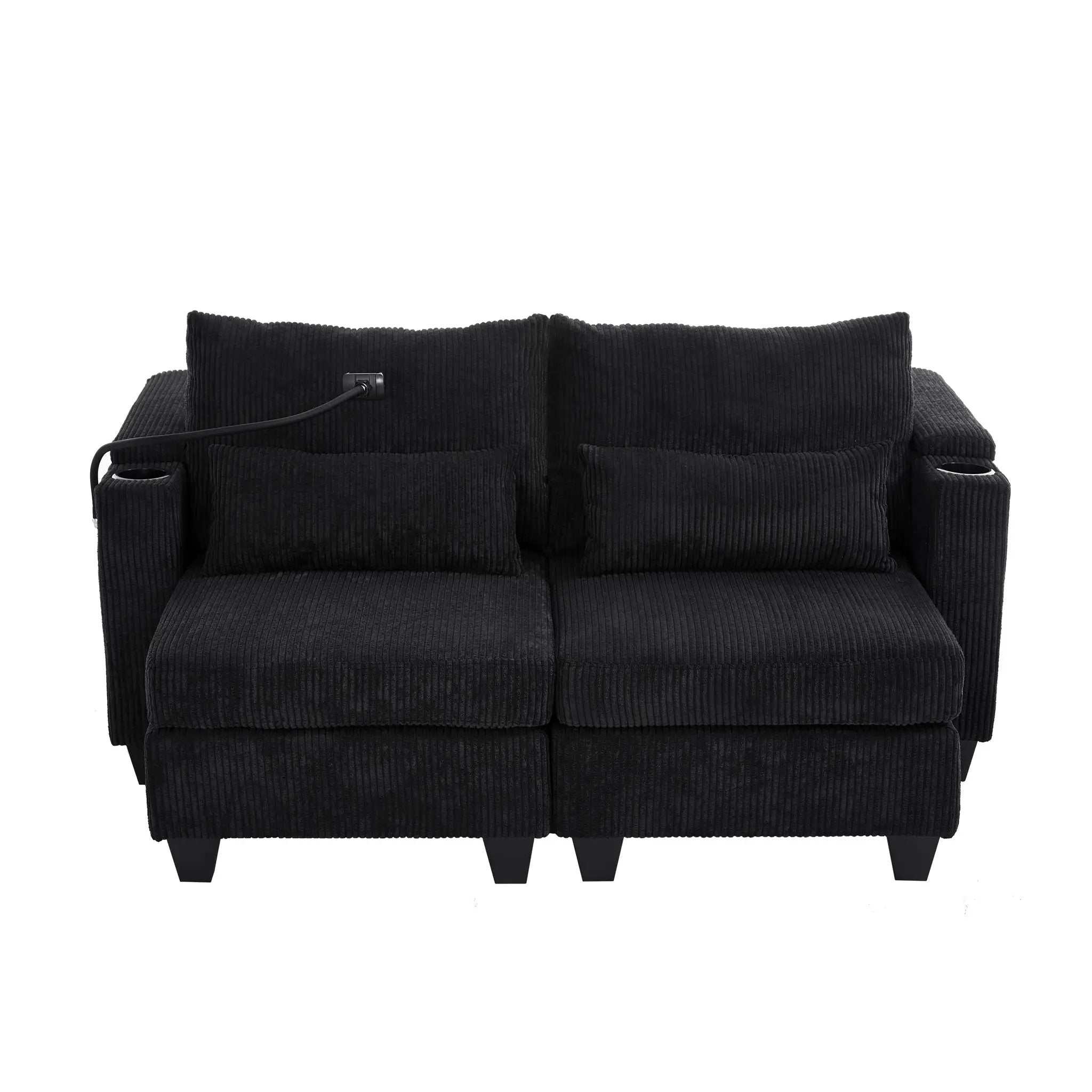 Convertible Chaise Lounge Sofa Chair With USB Ports, Cup Holders, Phone Holder And Storage by HouseOfZazla