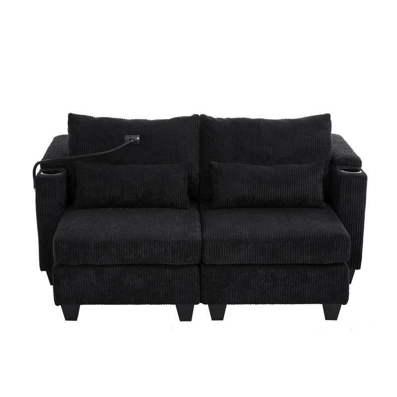 Convertible Chaise Lounge Sofa Chair With USB Ports, Cup Holders, Phone Holder And Storage by HouseOfZazla