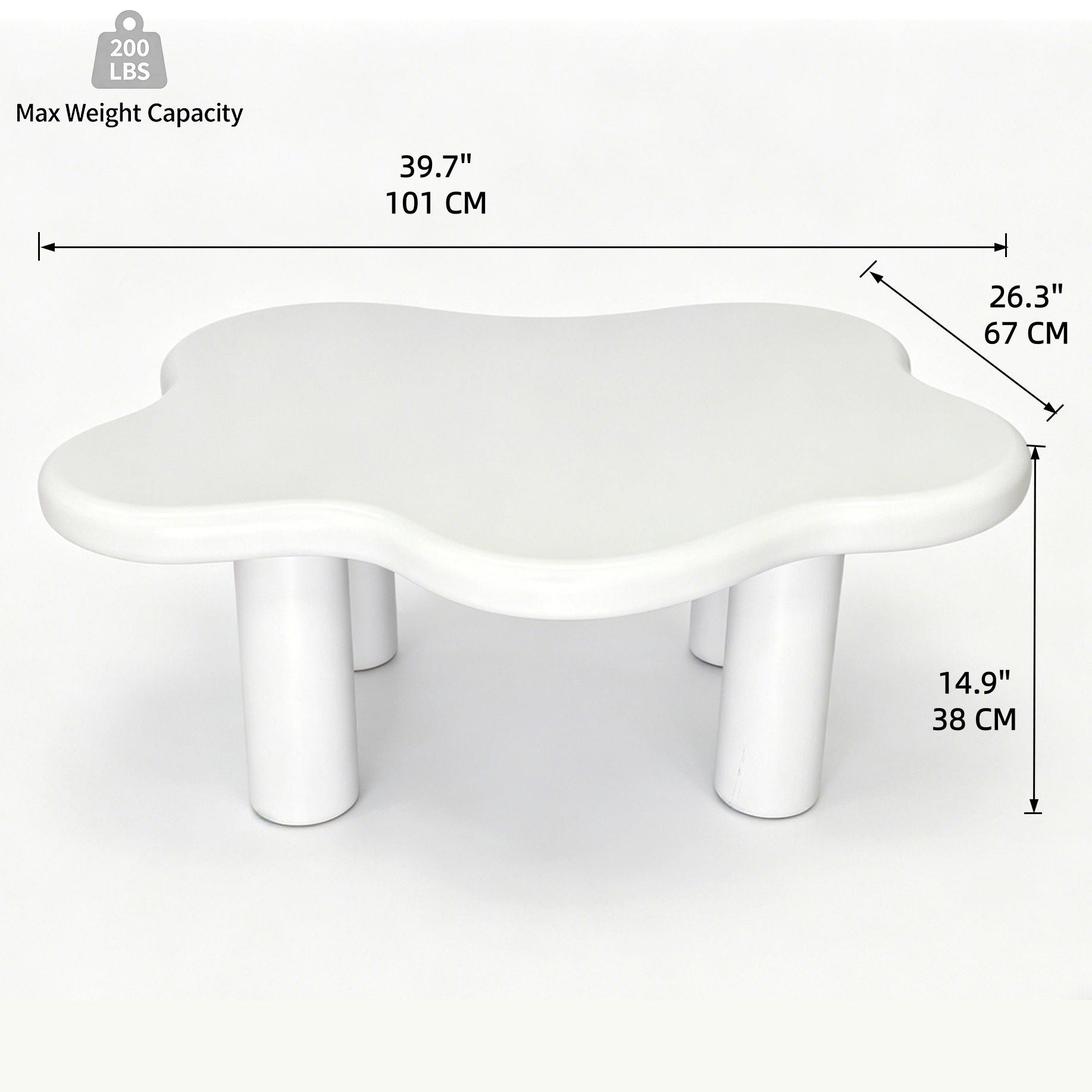 Cloud Shaped Coffee Table With 4 Round Legs by HouseOfZazla