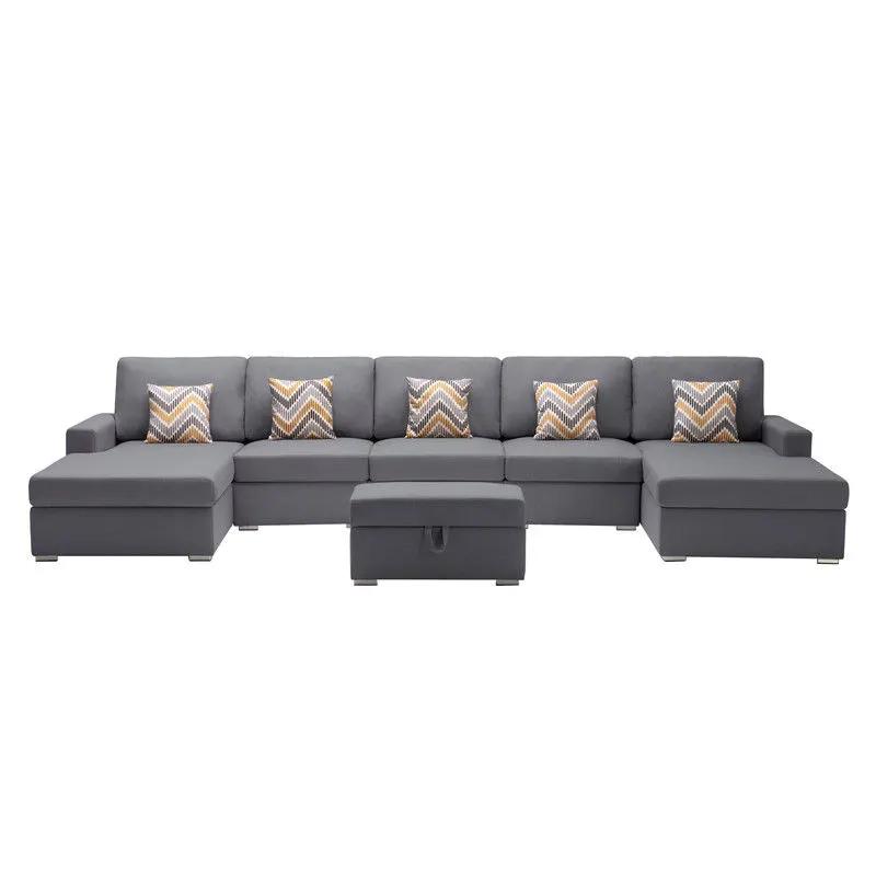 Nolan - Fabric 6 Piece Sectional Sofa With Pillows And Interchangeable Legs by HouseOfZazla