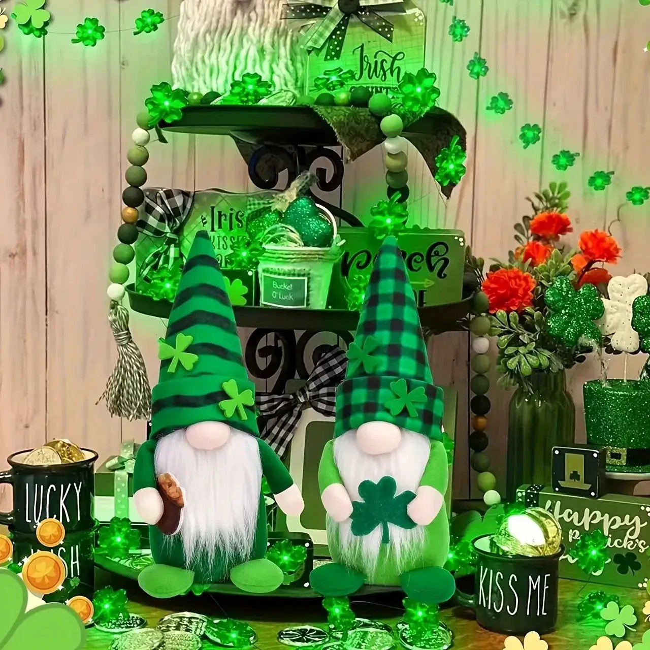Gnome Decorations - Lucky Green Felt 2pcs by House Of Avana