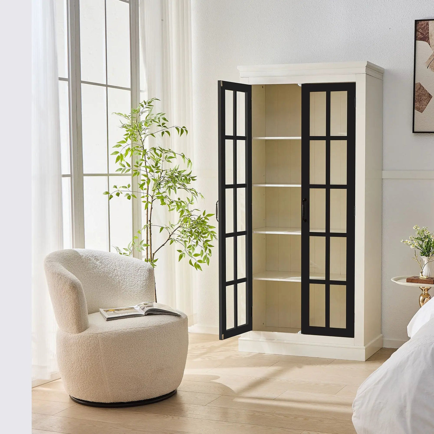 Rustic Style Display Cabinet With Glass Doors For Collectibles by HouseOfZazla