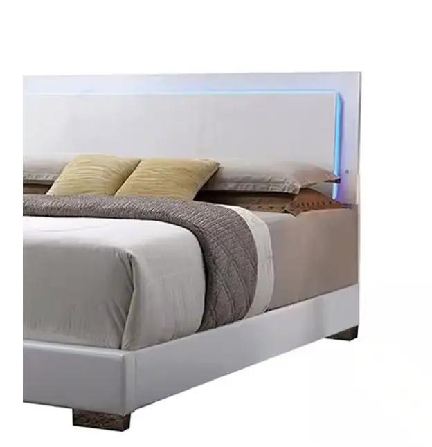 Lorimar White Faux Leather Panel Bed by HouseOfZazla