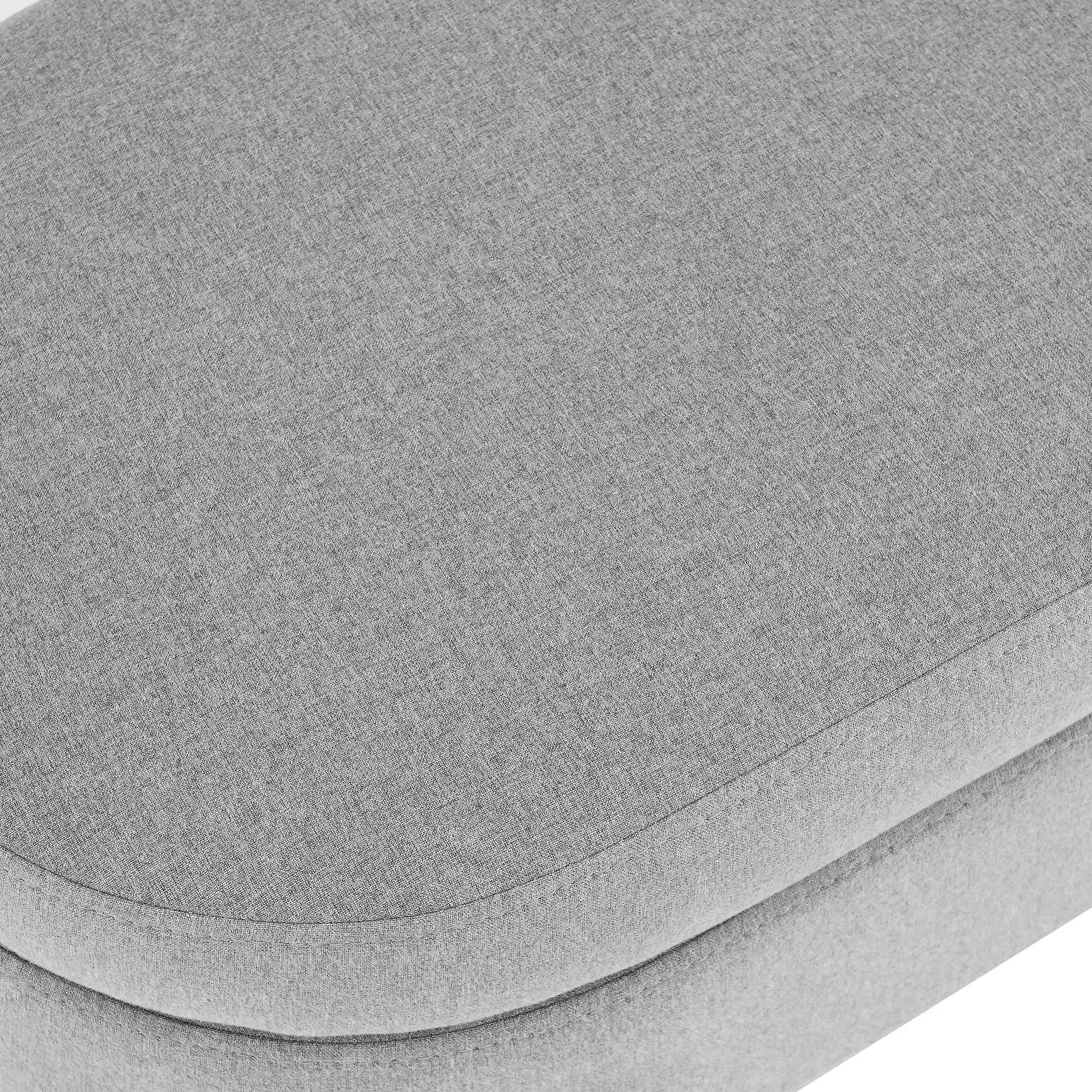 Ottoman Oval Storage Bench With Rubber Wood Legs Linen - Gray by HouseOfZazla