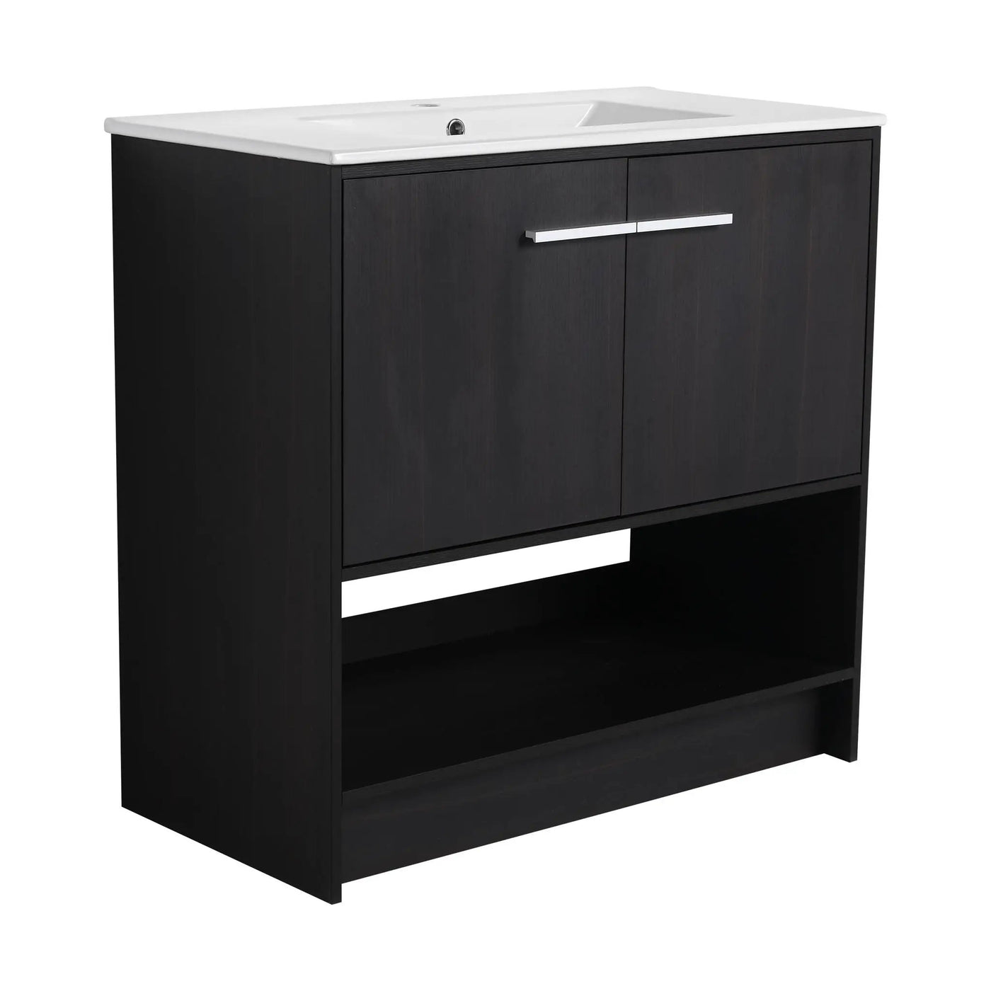 Modern Bathroom Vanity With Ceramic Sink, Freestanding Cabinet, Soft Closing Doors by HouseOfZazla