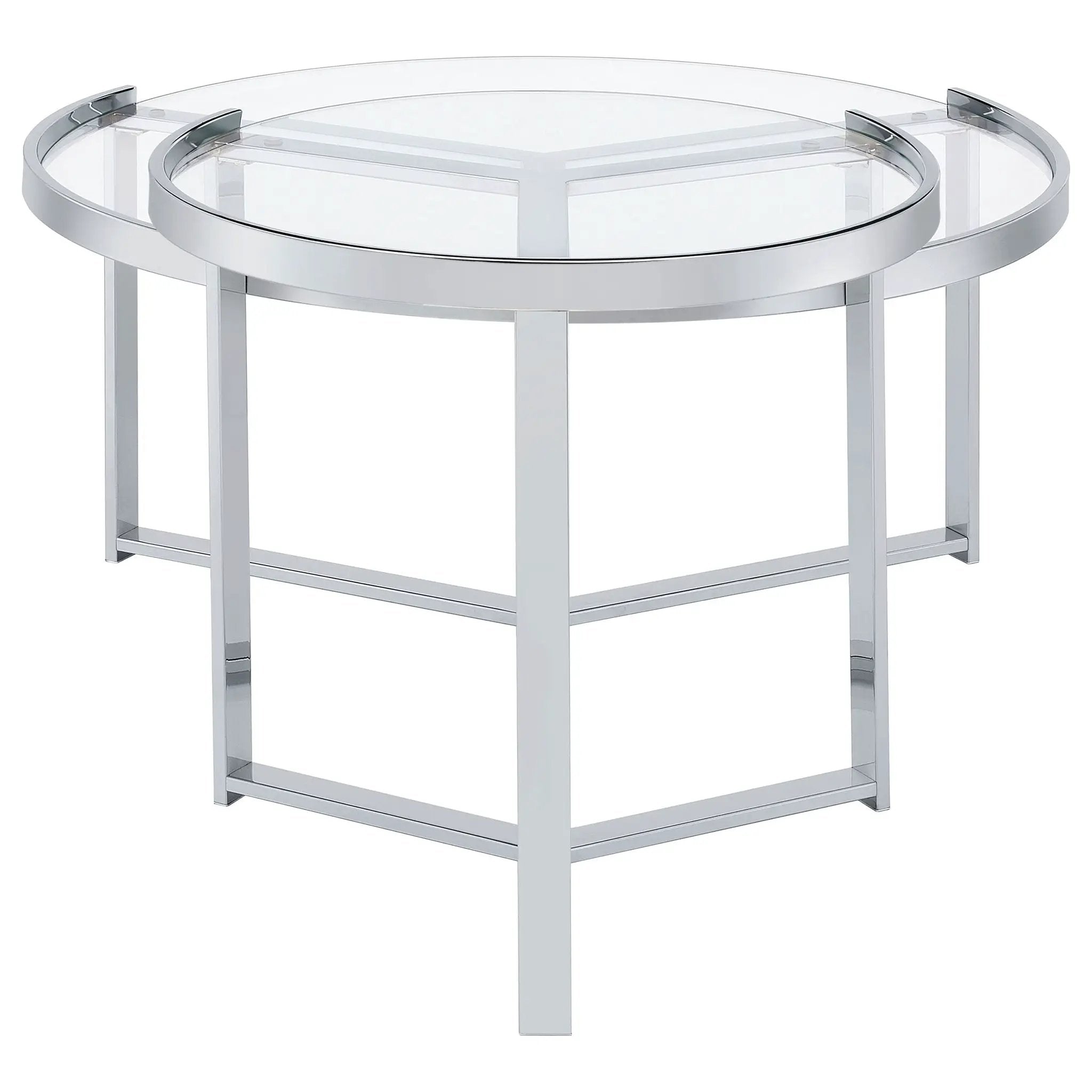 Delia 2-Piece Round Glass Top Nesting Coffee Table Chrome by Unique Piece Furniture