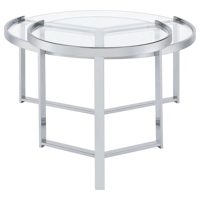 Delia 2-Piece Round Glass Top Nesting Coffee Table Chrome by Unique Piece Furniture
