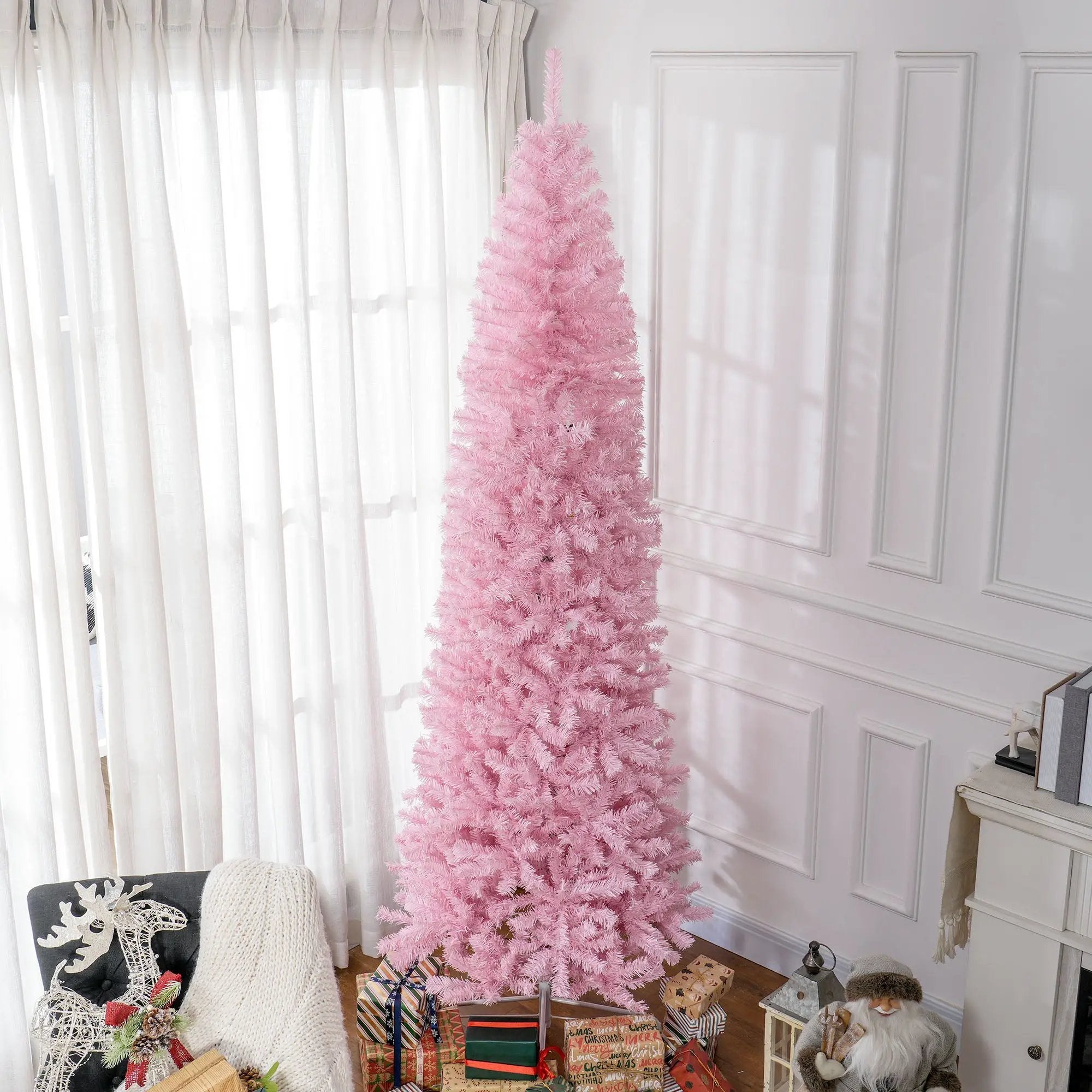 HOMCOM 8' Tall Unlit Slim Douglas Fir Artificial Christmas Tree by HouseOfZazla
