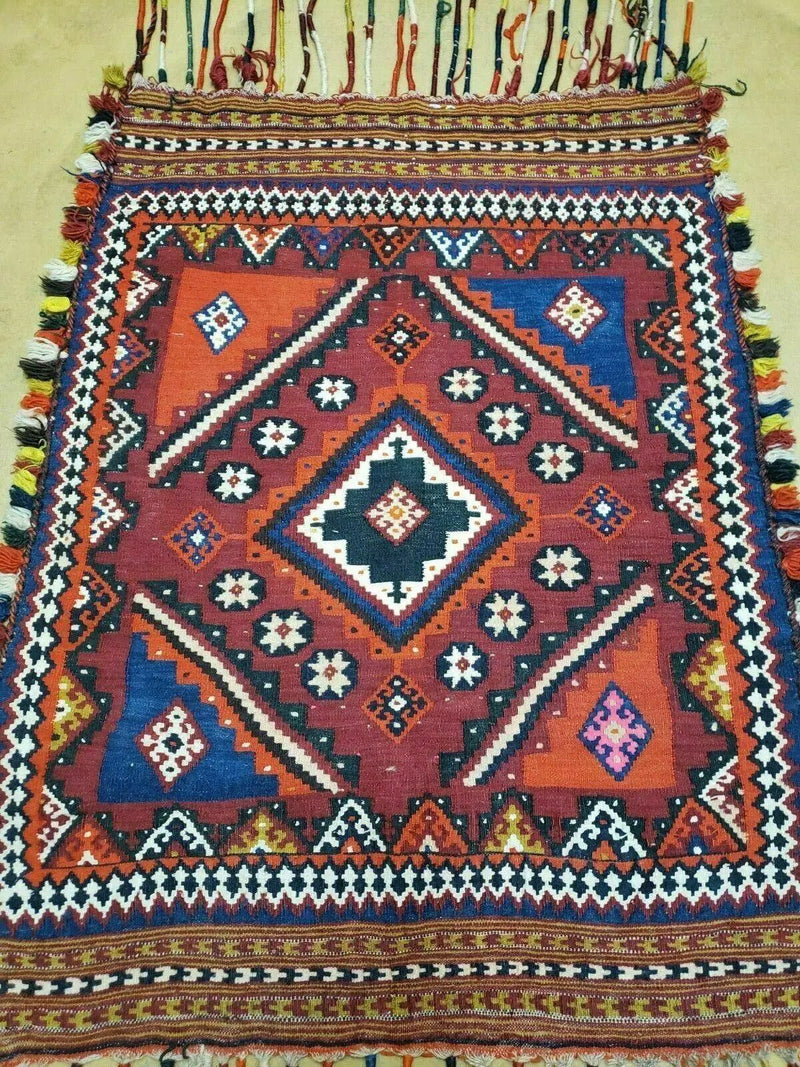 3' X 4' Antique Handmade Turkish Wool Kilim Rug Decorative Seat Cover by Jewel Rugs