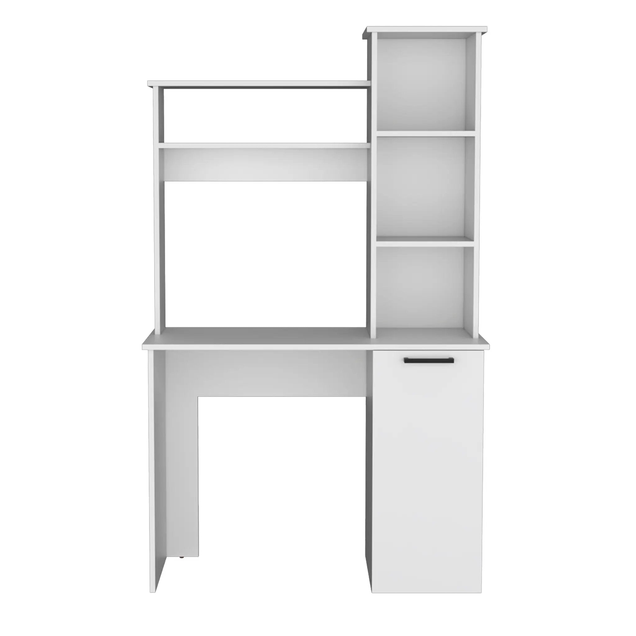 Carson Computer Desk with Hutch, Single Door Cabinet, and Shelves by HouseOfZazla