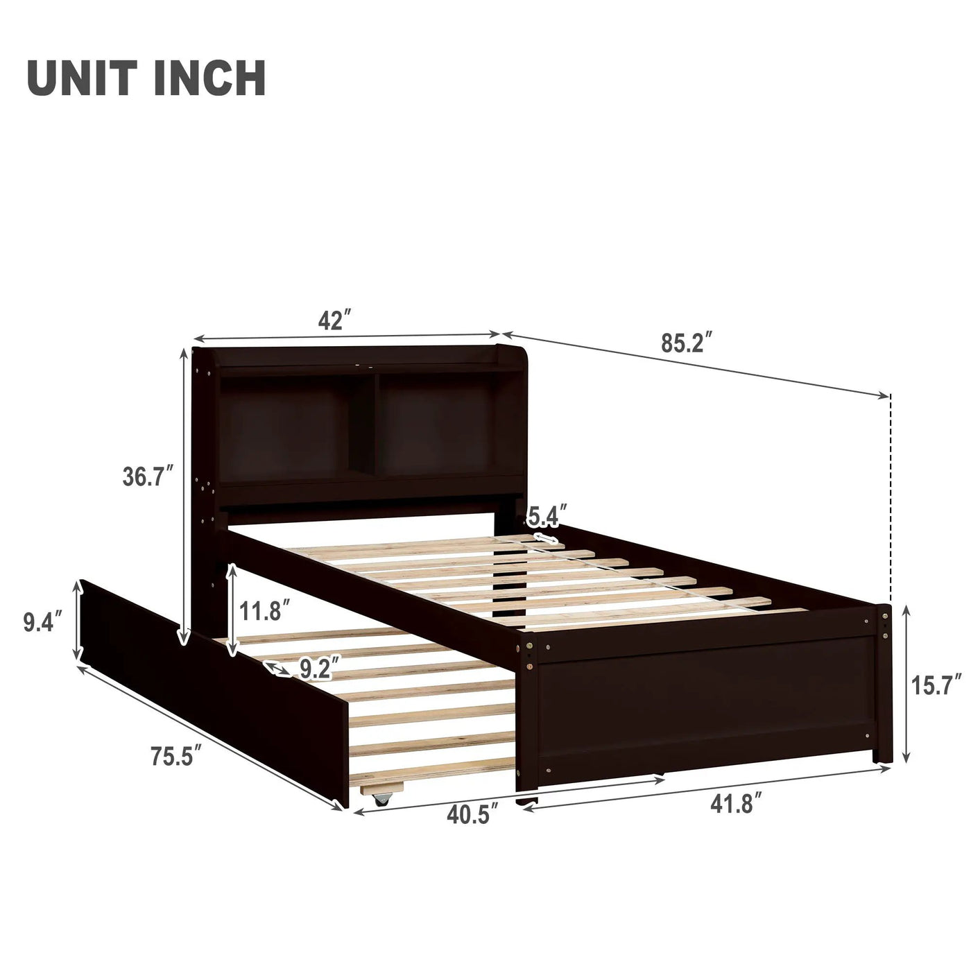 Twin Bed With Trundle, Bookcase by HouseOfZazla