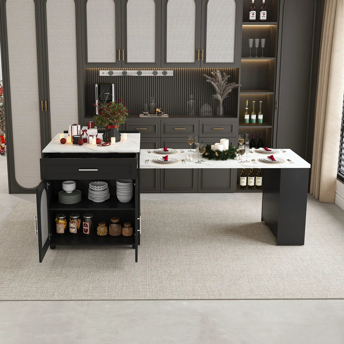 Expandable Kitchen Island With Power Outlet by HouseOfZazla
