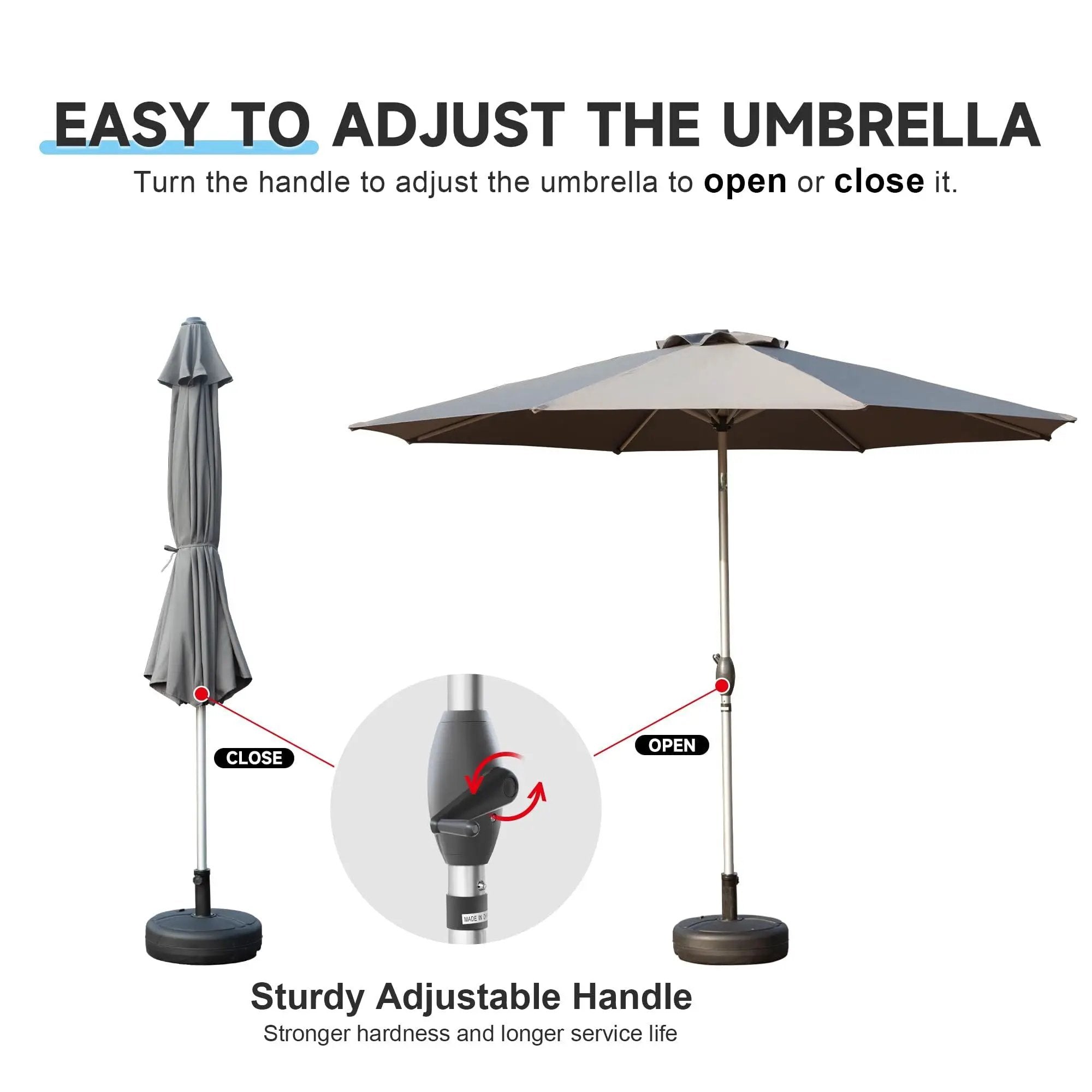 9FT Patio Umbrella, Outdoor Table Umbrella with Push Button Tilt and Crank, UV Protection Waterproof Market Sun Umbrella by HouseOfZazla