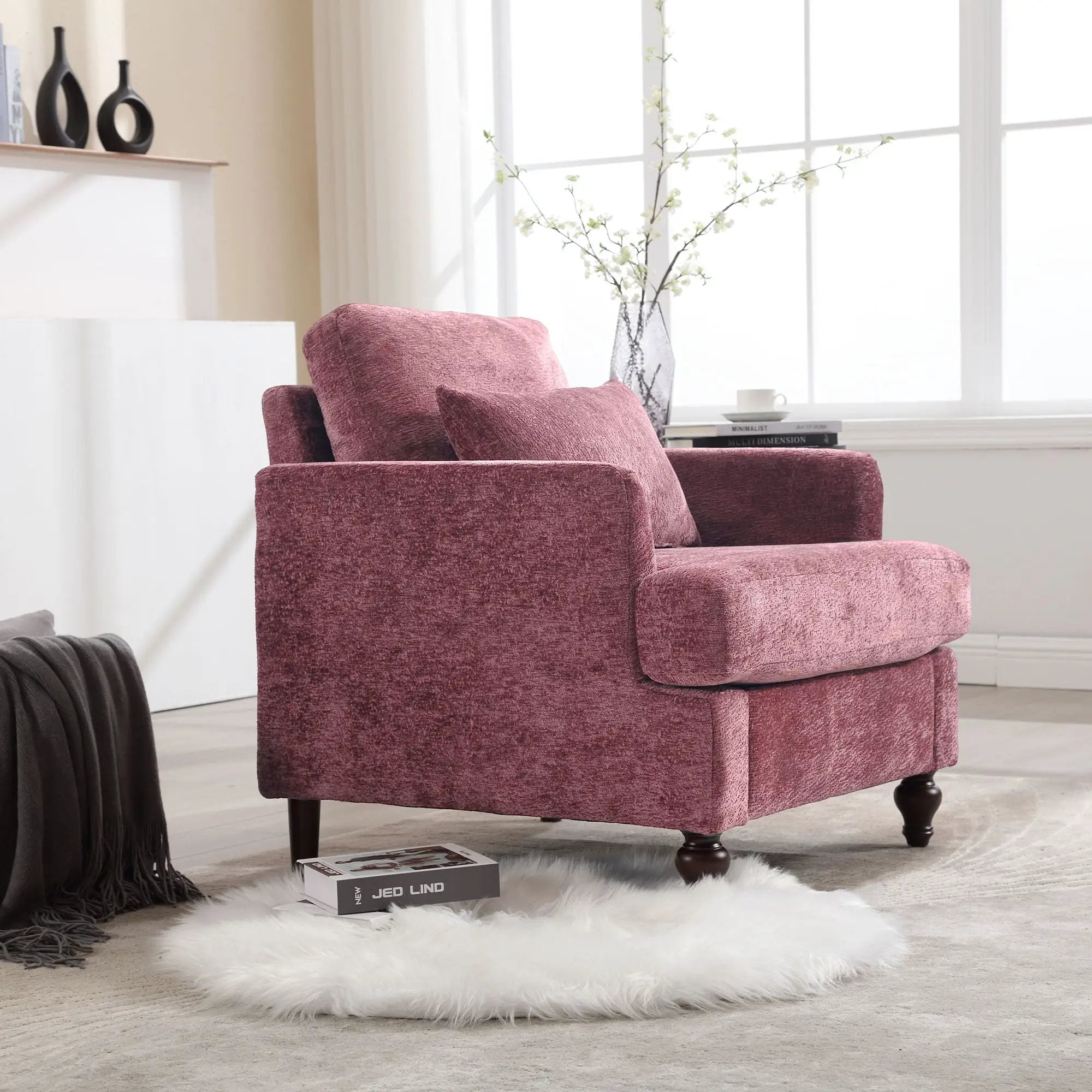 Modern Mid Century Wood Frame Armchair With Tufted Design by Unique Piece Furniture
