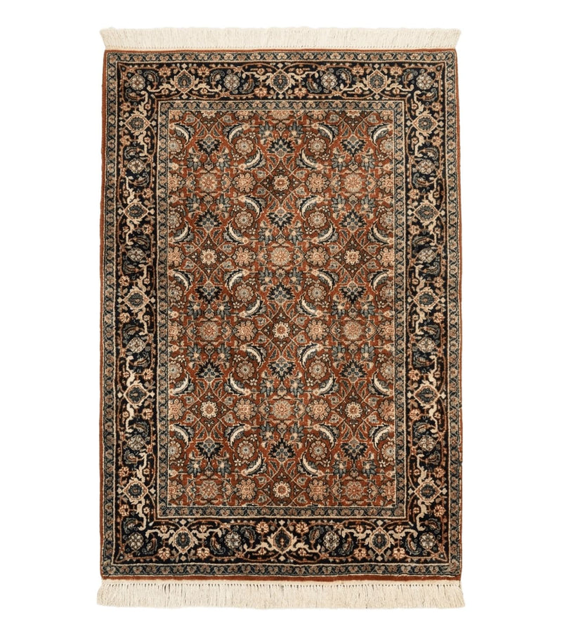Indo Persian Bijar Rug 3x5, Red and Navy Blue, Allover Pattern, Fine Hand Knotted Wool Carpet by Jewel Rugs