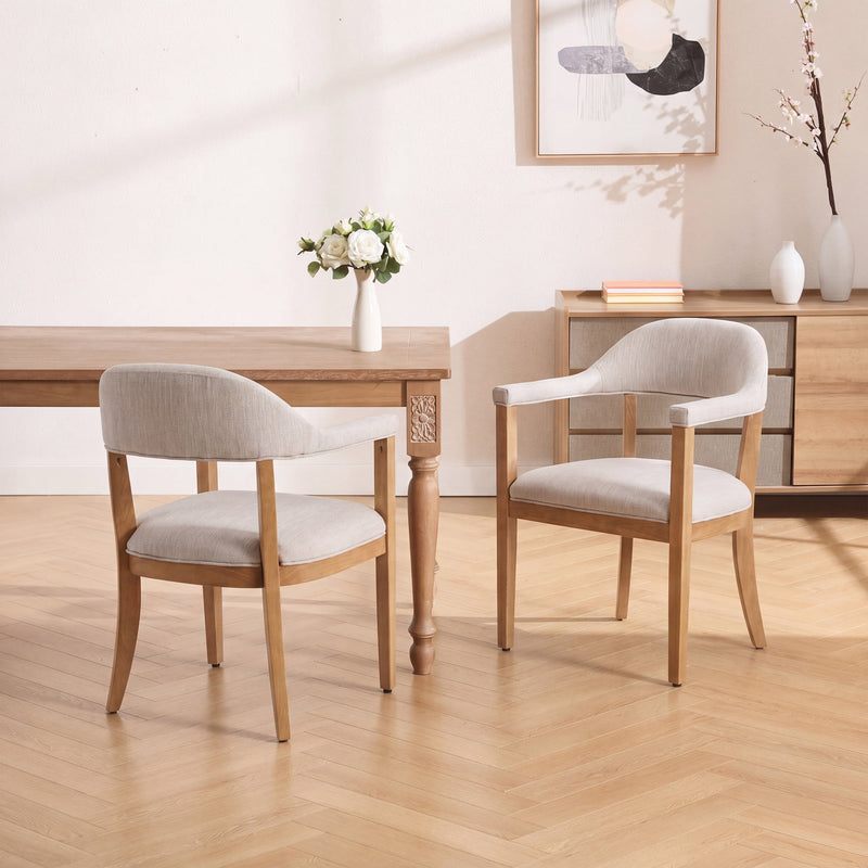 Wood Frame Upholstered Dining Chairs with Armrests (Set of 2) by HouseOfZazla