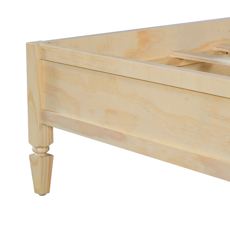 King Size Wood Platform Bed Frame with Classic Panel Headboard by HouseOfZazla
