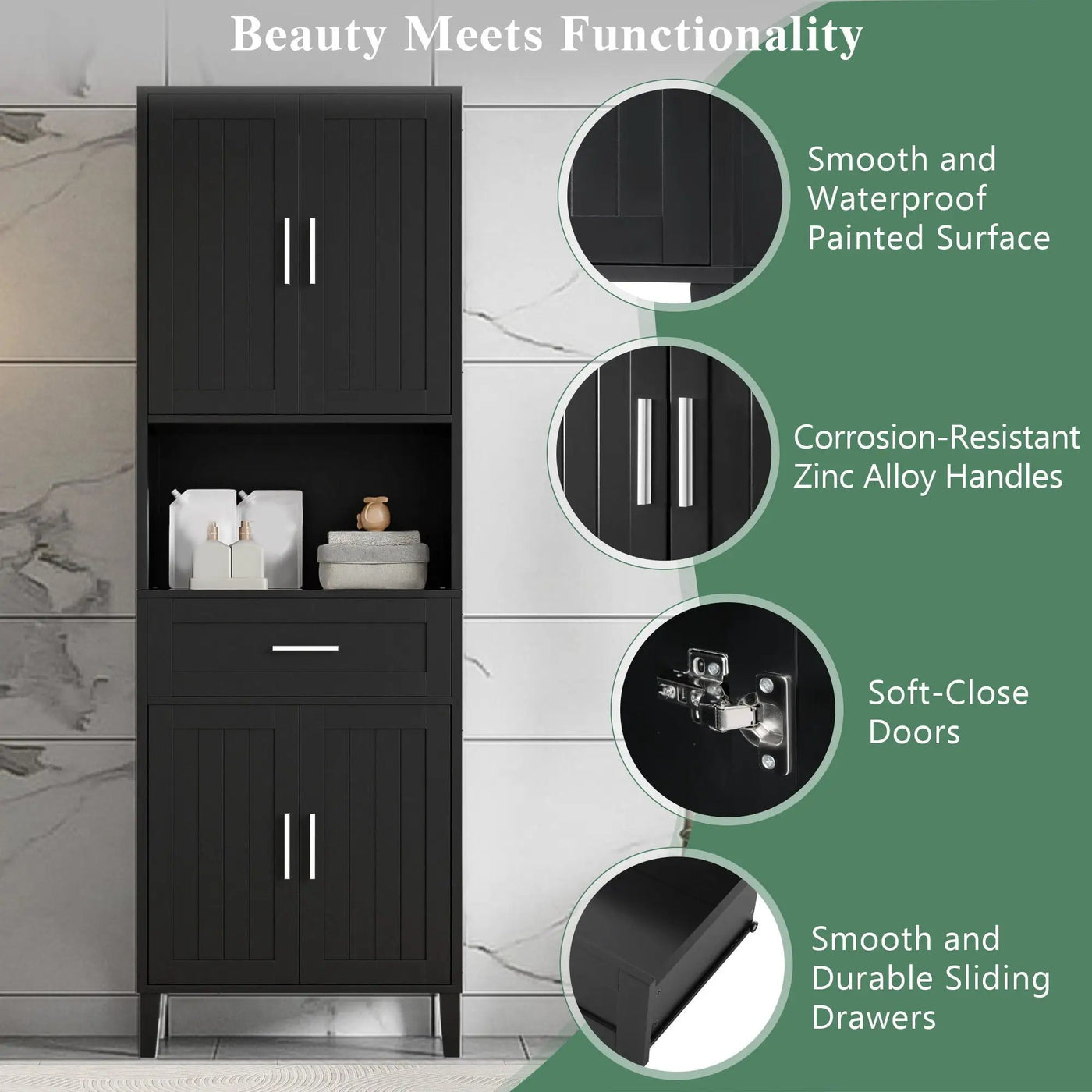 Freestanding Tall Bathroom Cabinet With Soft Close Doors And Adjustable Shelves by HouseOfZazla