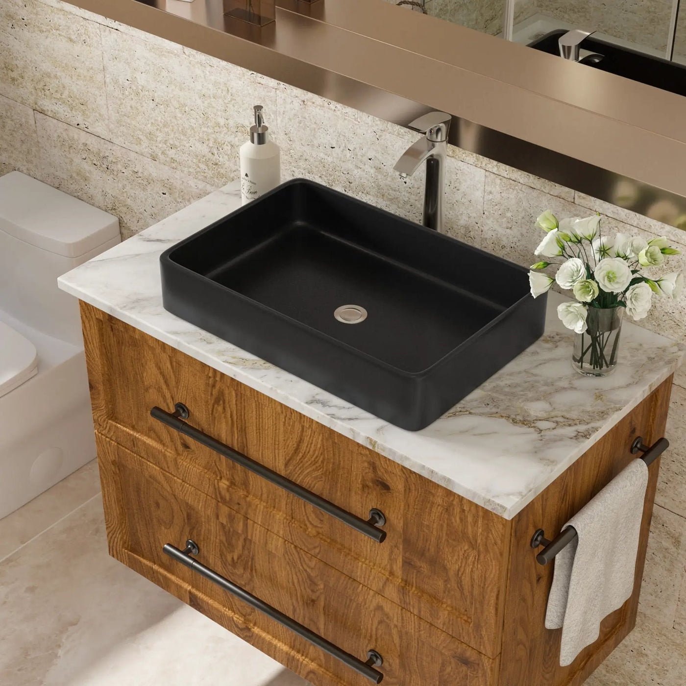 Modern European Design Ceramic Rectangular Vessel Bathroom Sink by HouseOfZazla