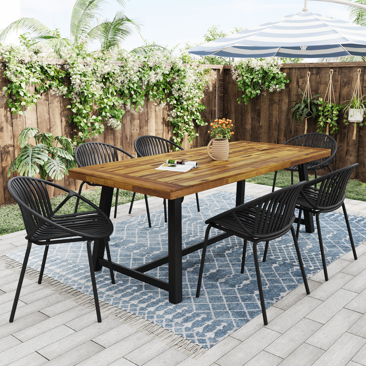 Stackable Patio Dining Chairs Set of 2 with Metal Legs - Black, Green or Orange, photo 6 of 10