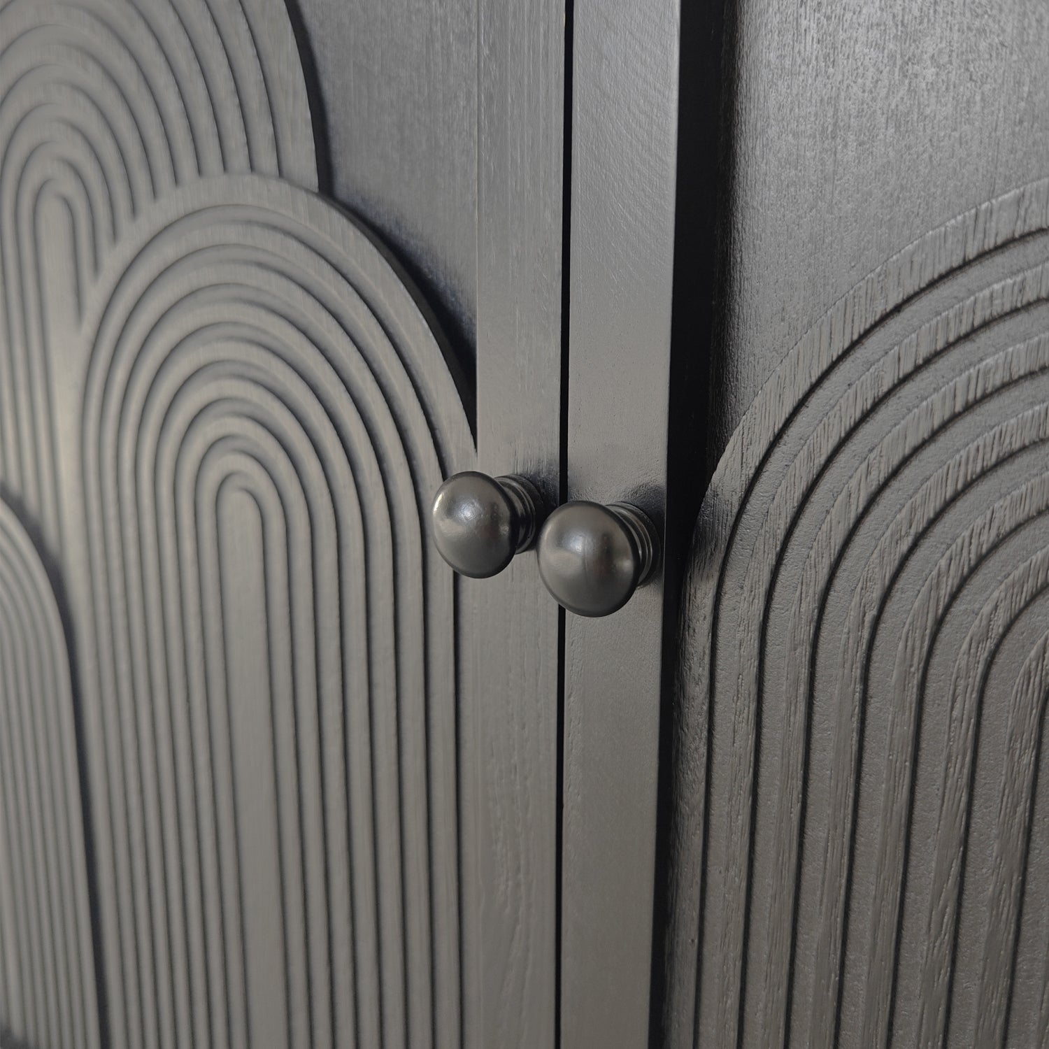 Modern Black Wood Storage Cabinet with Embossed Door by HouseOfZazla