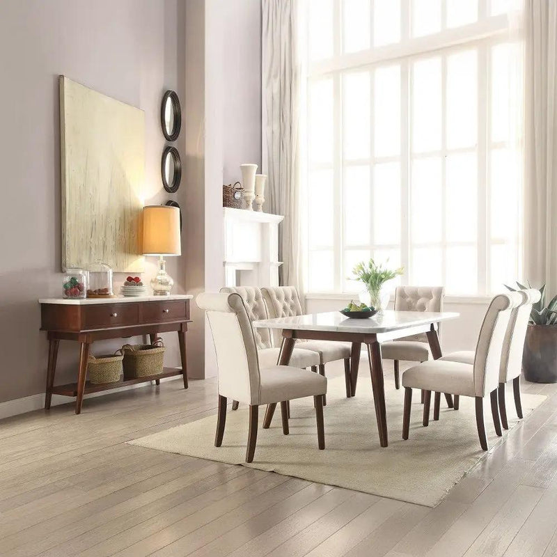 Gasha - Side Chair (Set of 2) - Beige Linen & Walnut by Unique Piece Furniture